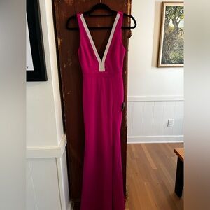 Lulus Womens Size XS deep V neck, Backless Maxi Dress fitted Formal Prom NWT